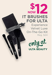IT Brushes for Ulta Experience Velvet Luxe On-The-Go Kit is now $12, regular $24.