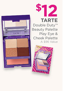 Tarte Double Duty Beauty Play Eye & Cheek Palette is now $12, a $96 value.