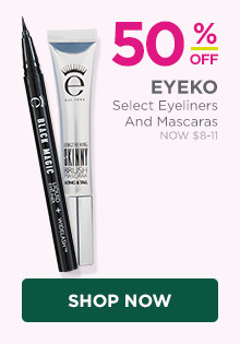 50% off select Eyeko eyeliners & mascaras, now $8-$11, regular $16-$22.
