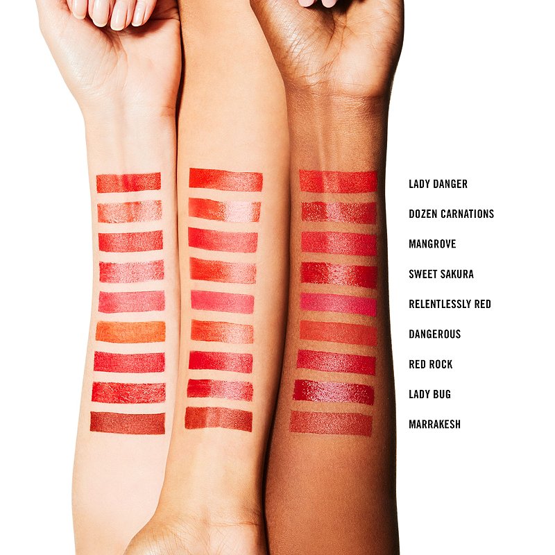 mac relentlessly red lipstick on dark skin