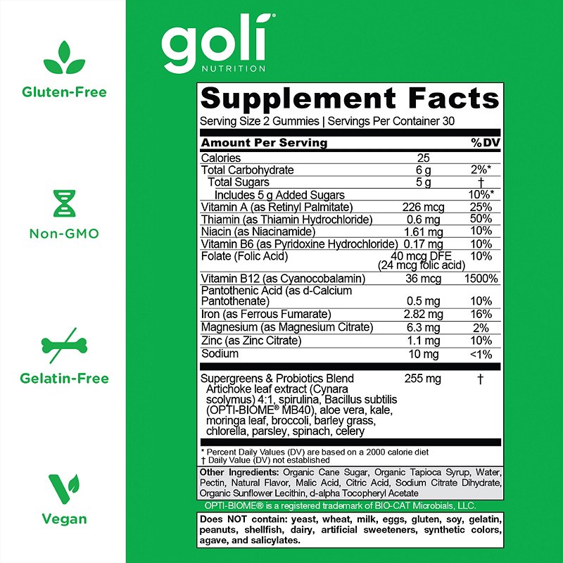 Goli gummies nutrition facts