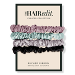 The Hair Edit Sage & Mauve Ruched Ribbon Scrunchies 