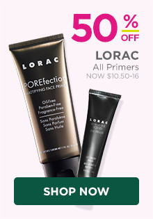 50% off Lorac Primers, now $10.50-$16, regular $21-$32.
