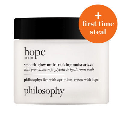 Shop Ulta Beauty’s 21 Days of Beauty and receive 50% off Philosophy* Hope In A Jar Smooth-Glow Multi-Tasking Moisturizer 2 oz