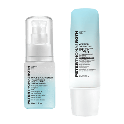 Shop Ulta Beauty’s 21 Days of Beauty and receive 50% off Peter Thomas Roth* Water Drench Broad Spectrum SPF 45 Hyaluronic Cloud Moisturizer, Water Drench Hyaluronic Cloud Serum